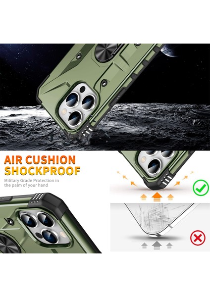 iPhone 15 Pro Max Için Halka Tutucu Standlı Çift Katmanlı Telefon Kılıfı - Dark Yeşil (Yurt Dışından) modelleri