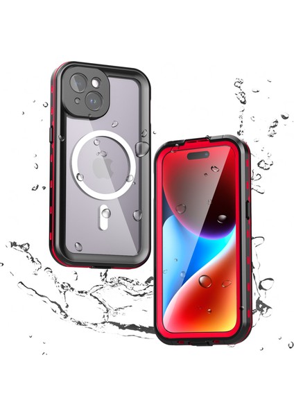 iPhone 15 Için Su Geçirmez Kılıf Ekran Koruyucu IP68 Mühürlü Su Altı Telefon Kılıfı - Kırmızı (Yurt Dışından) fiyatları