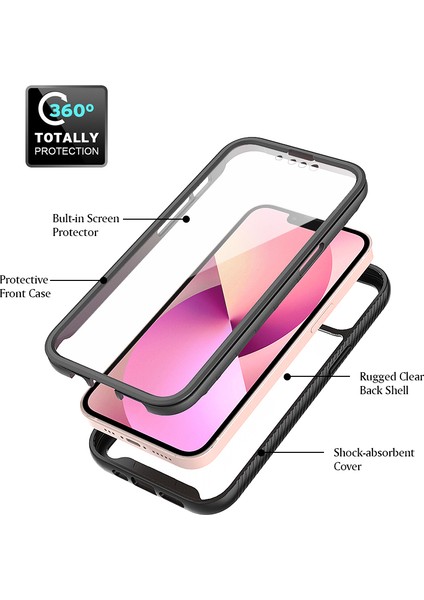 iPhone 13 Mini Için Yerleşik Ekran 360 Tam Koruma Telefon Kılıfı - Mavi (Yurt Dışından) modelleri