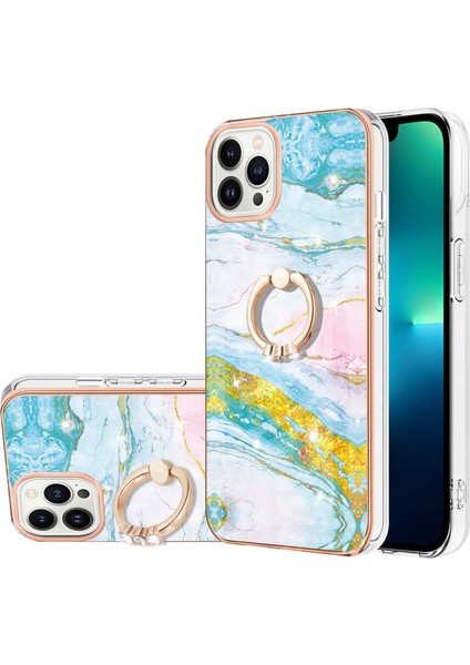 iPhone 15 Pro Max Için Halka Tutucu Sert Arka Tpu Telefon Kılıfı - Altın (Yurt Dışından)