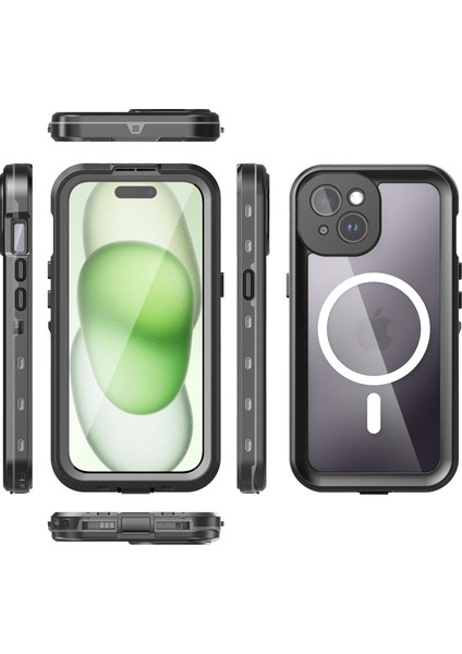 iPhone 15 Plus Için Su Geçirmez Kılıf Ekran Koruyucu IP68 Mühürlü Su Altı Telefon Kılıfı - Siyah (Yurt Dışından) modelleri