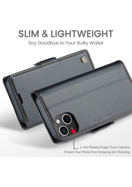 iPhone 15 Pro Max Için Pu Deri Standli Cüzdan Flip Telefon Kılıfı - Siyah (Yurt Dışından)