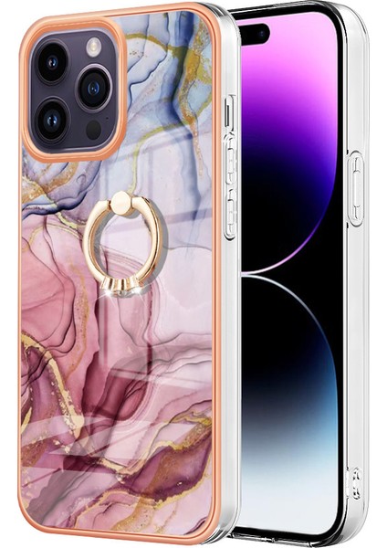 iPhone 15 Pro Için Halka Tutucu ile Desen Sert Arka Tpu Tampon Telefon Kılıfı - Gri - Kırmızı (Yurt Dışından)
