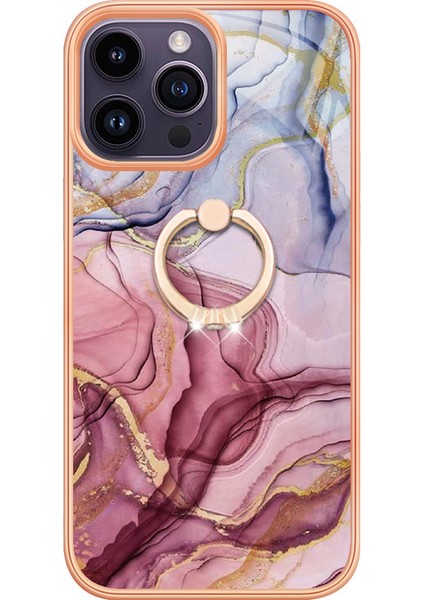 iPhone 15 Pro Için Halka Tutucu ile Desen Sert Arka Tpu Tampon Telefon Kılıfı - Gri - Kırmızı (Yurt Dışından)