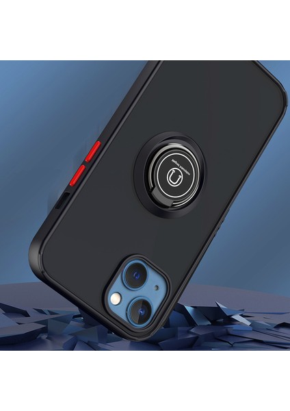 iPhone 15 Plus Için Yüzük Stand Mat Sert Silikon Telefon Kılıfı - Sarı (Yurt Dışından)