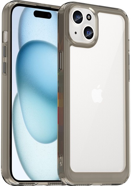 iPhone 15 Plus Için Şeffaf Pc Arka Tpu Telefon Kılıfı - Gri (Yurt Dışından)