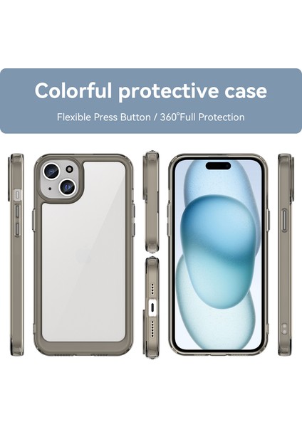 iPhone 15 Plus Için Şeffaf Pc Arka Tpu Telefon Kılıfı - Gri (Yurt Dışından) fiyatları