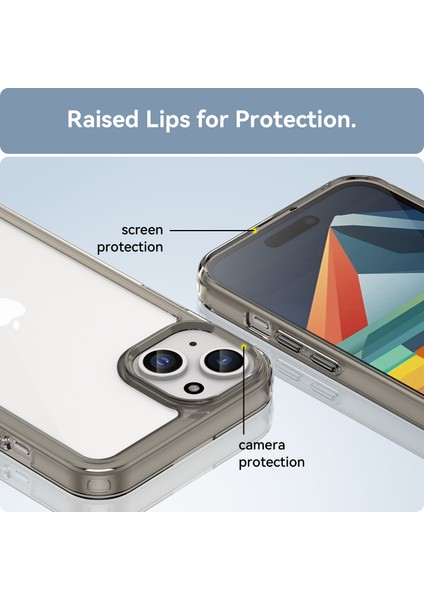 iPhone 15 Plus Için Şeffaf Pc Arka Tpu Telefon Kılıfı - Gri (Yurt Dışından) fırsatları
