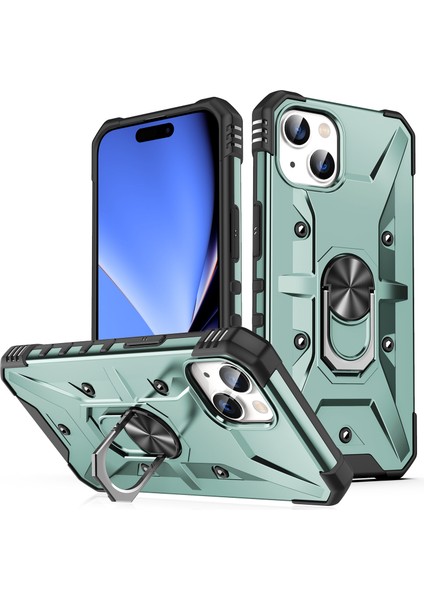 iPhone 15 Için Halka Tutucu Standlı Çift Katmanlı Telefon Kılıfı - Yeşil (Yurt Dışından) fiyatları