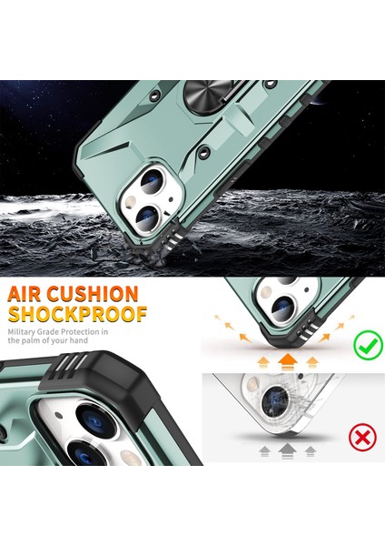 iPhone 15 Için Halka Tutucu Standlı Çift Katmanlı Telefon Kılıfı - Yeşil (Yurt Dışından) modelleri