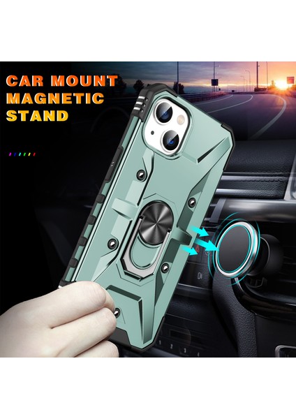 iPhone 15 Için Halka Tutucu Standlı Çift Katmanlı Telefon Kılıfı - Yeşil (Yurt Dışından) fırsatları