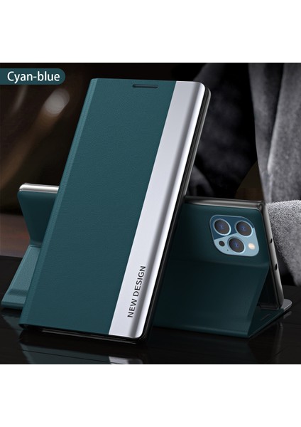 iPhone 15 Pro Max Için Ince Flip Deri Manyetik Kapatma Telefon Kılıfı - Yeşil (Yurt Dışından) indirimleri