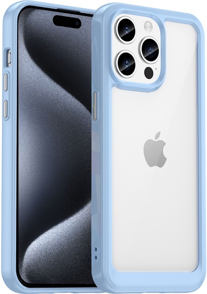 iPhone 15 Pro Için Şeffaf Pc Arka Tpu Telefon Kılıfı - Mavi (Yurt Dışından)