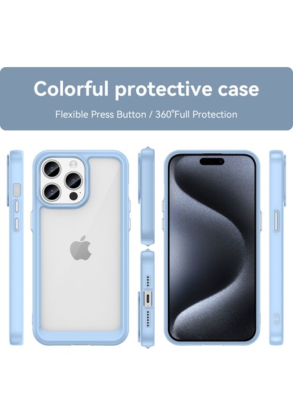 iPhone 15 Pro Için Şeffaf Pc Arka Tpu Telefon Kılıfı - Mavi (Yurt Dışından) fırsatları