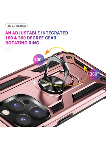 iPhone 15 Pro Için Halka Tutuculu Çift Katmanlı Telefon Kılıfı - Rose Gold (Yurt Dışından) indirimleri