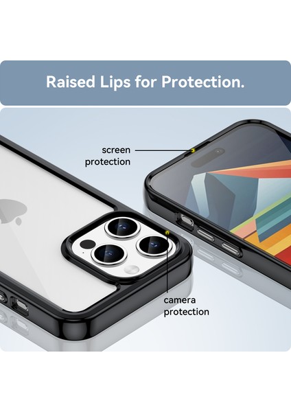 iPhone 15 Pro Için Şeffaf Pc Arka Tpu Telefon Kılıfı - Siyah (Yurt Dışından) modelleri