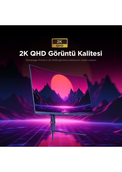 Prime PR27R165QC 27 165Hz 1ms Csot Va Qhd 2k Freesync Rgb Pivot Pc Curved Oyuncu Monitörü