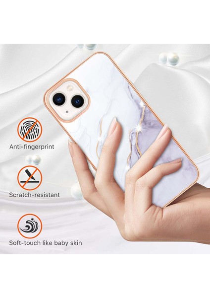 iPhone 15 Plus Için Mermer Şık Desenli Tpu Tampon Telefon Kılıfı - Beyaz (Yurt Dışından) fiyatları