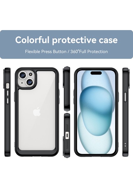 iPhone 15 Plus Için Şeffaf Pc Arka Tpu Telefon Kılıfı - Siyah (Yurt Dışından) fiyatları