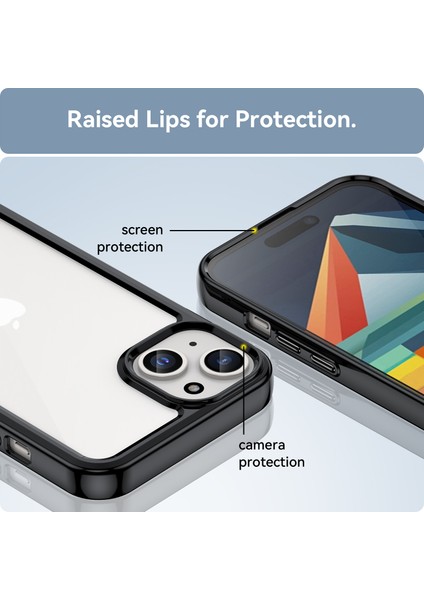iPhone 15 Plus Için Şeffaf Pc Arka Tpu Telefon Kılıfı - Siyah (Yurt Dışından) fırsatları