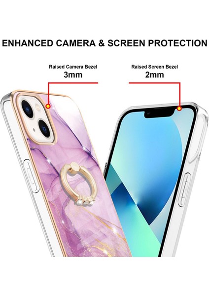 iPhone 15 Plus Için Halka Tutucu Sert Arka Tpu Telefon Kılıfı - Pembe (Yurt Dışından)