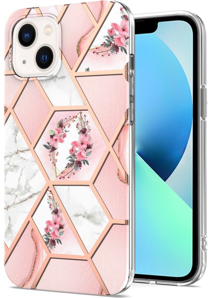 iPhone 15 Plus Için Mermer Ince Yumuşak Tpu Darbeye Dayanıklı Telefon Kılıf - Pembe (Yurt Dışından)