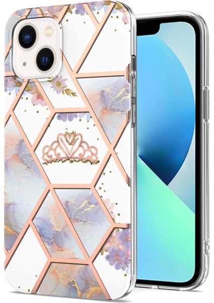 iPhone 15 Plus Için Mermer Ince Yumuşak Tpu Darbeye Dayanıklı Telefon Kılıf - Beyaz (Yurt Dışından)