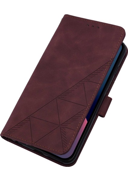 iPhone 15 Pro Için Kabartmalı Pu Deri Stand Cüzdan Telefon Kılıfı - Kırmızı (Yurt Dışından) modelleri