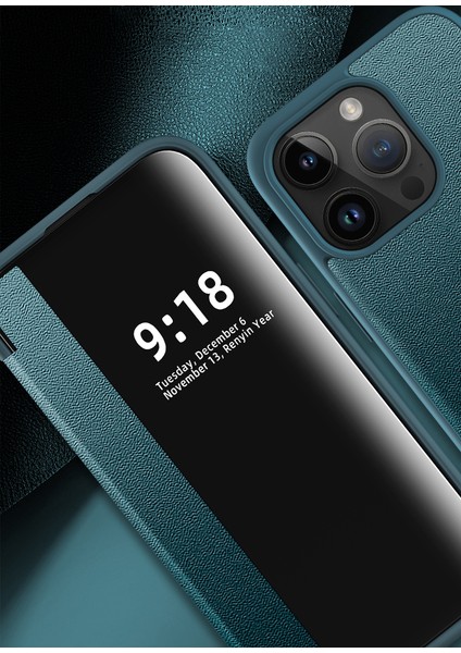 iPhone 15 Pro Max Için Klasik Business Flip Deri Telefon Kılıfı - Yeşil (Yurt Dışından) indirimleri