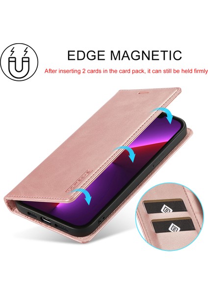 iPhone 15 Pro Max Için Ince Deri Cüzdan Standı Telefon Kılıfı - Rose Gold (Yurt Dışından) fiyatları