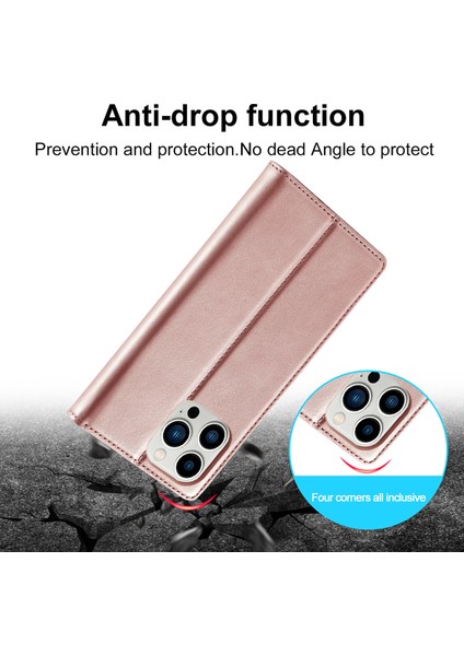 iPhone 15 Pro Max Için Ince Deri Cüzdan Standı Telefon Kılıfı - Rose Gold (Yurt Dışından) fırsatları
