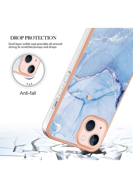 iPhone 15 Için Desen Sert Arka Şeffaf Tpu Tampon Telefon Kılıfı - Mavi (Yurt Dışından) indirimleri