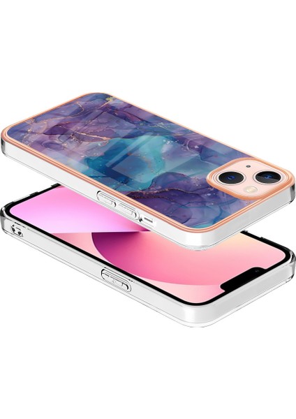 iPhone 15 Için Desen Sert Arka Şeffaf Tpu Tampon Telefon Kılıfı - Mor (Yurt Dışından) modelleri