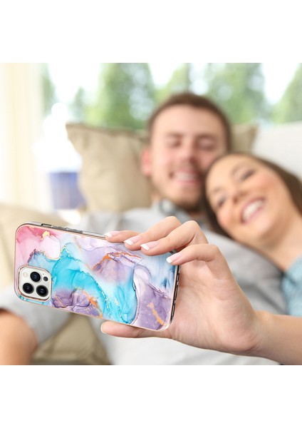 iPhone 15 Pro Için Ince Şık Desenli Tpu Tampon Telefon Kılıfı - Mavi (Yurt Dışından) fiyatları