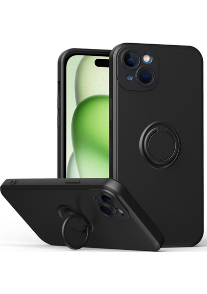 iPhone 15 Plus Için Ince Silikon Yüzük Stand Telefon Kılıfı - Kırmızı (Yurt Dışından)