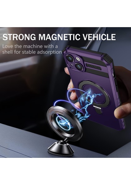 iPhone 15 Için Magsafe Manyetik Halka Standlı Ağır Hizmet Telefon Kılıfı - Mor (Yurt Dışından) fiyatları