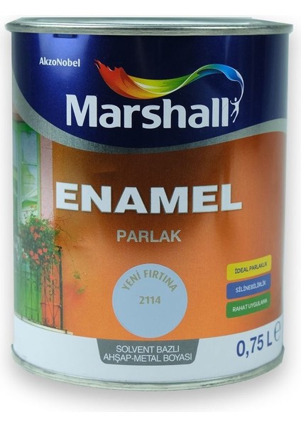 Enamel Parlak Ahşap Metal Boyası Fırtına 0,75 L