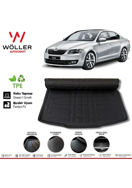 Skoda Octavia Bagaj Havuzu 2013 2020 Arası 3D Wöller Ultraflex Esnek