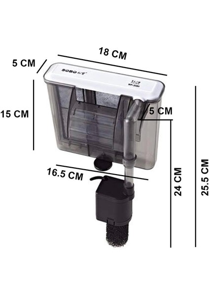 Şelale Askı Filtre WP-308H 5.8W 580 Lt/saat fiyatları