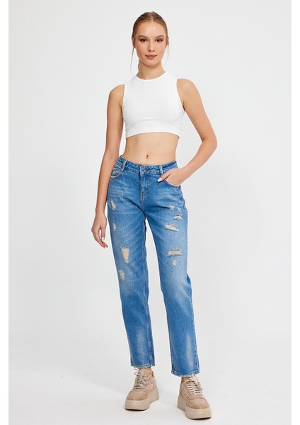 Özel Koleksiyon Yırtık Detaylı Denim Pantolon (AG-1051G)