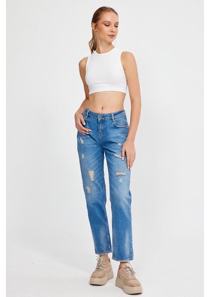 Özel Koleksiyon Yırtık Detaylı Denim Pantolon (AG-1051G) fırsatları