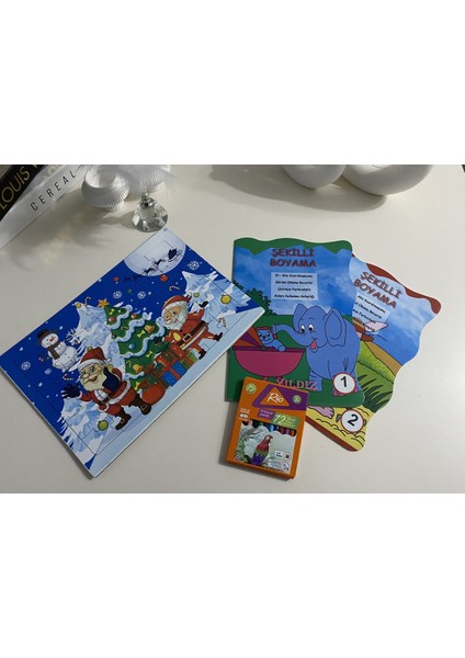 42 Parça Orta Boy Çocuk Puzzle + 2’li Boyama Kitabı ve 12’li Boyama Kalemi Set
