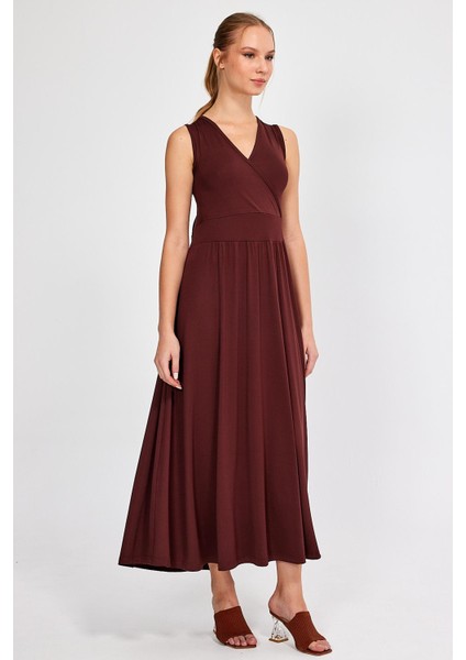 Kolsuz Kruvaze Yaka Elbise (B23-00137) fiyatları