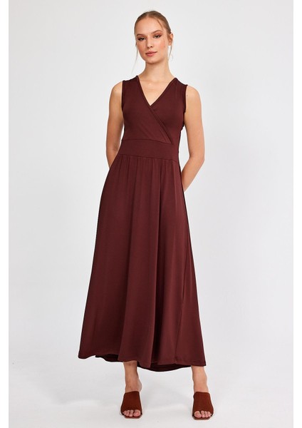 Kolsuz Kruvaze Yaka Elbise (B23-00137) modelleri