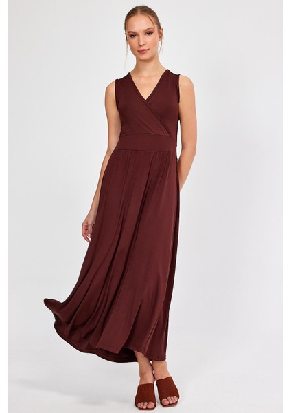 Kolsuz Kruvaze Yaka Elbise (B23-00137) fırsatları