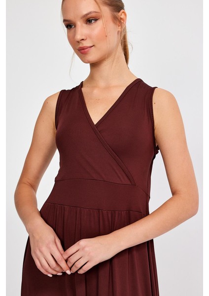 Kolsuz Kruvaze Yaka Elbise (B23-00137) indirimleri