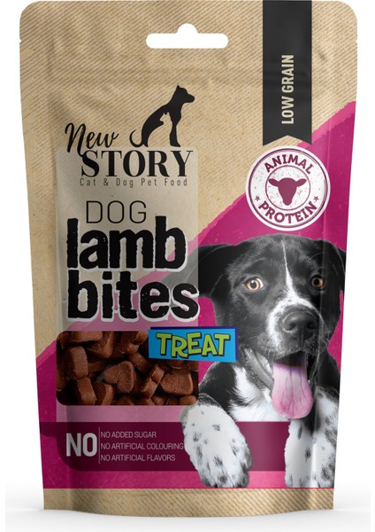 Crazybones 550GR Somonlu Atıştırmalık Yumuşacık Köpek Ödülü, New Story Lamb Bites 2X80GR