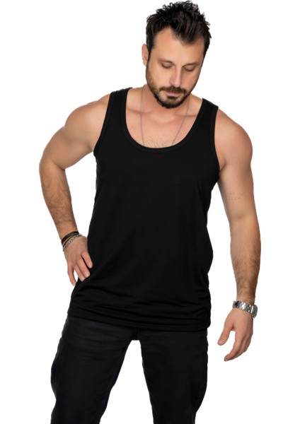 Aşırı Terleme Önleyici Siyah Erkek Atlet, Ter Sızdırmaz, Çift Katmanlı