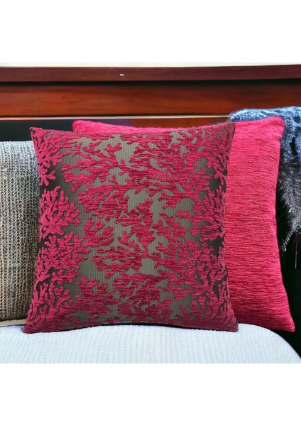 Mercan Desenli Pembe Kırlent Kılıfı Seti -2 Adet 45CM*45CM