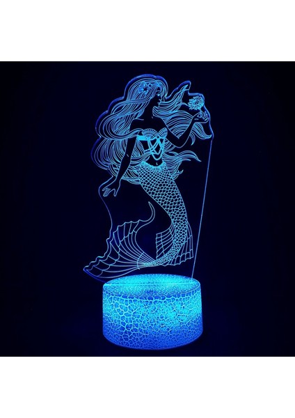 Denizkızı 3D Illusion Lamba Kız Için Denizkızı Lamba Noel Doğum Günü Hediyesi Küçük Denizkızı LED Gece; Ht Işık; Ht 16 Renk Çocuklar Için Değişiyor Erkek Çocuk (Stil A) (Yurt Dışından)